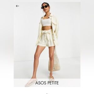 ASOS petite linen blend top shorts set New